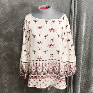 Cato hi lo blouse lace sleeves inserts